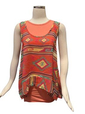 Aztec Print Coral Layered Tank Top
Two piece set
